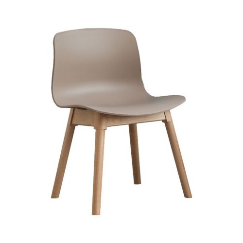 Comfy taupe pp designer dining chair with solid wood legs