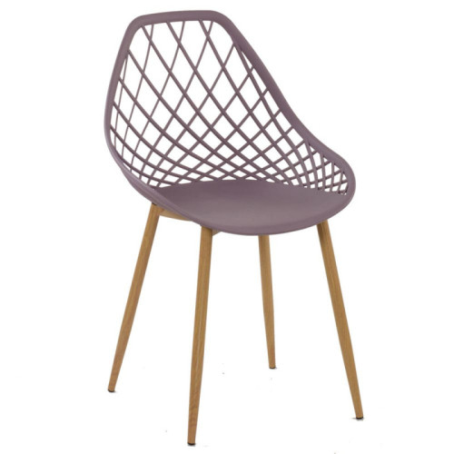 Dark grey hollow out plastic kitchen chair with metal legs