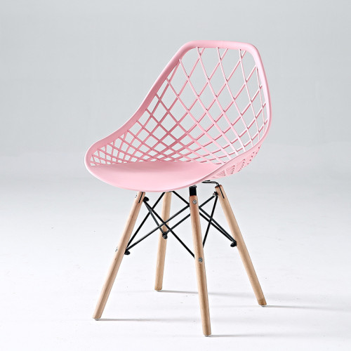 Stylish comfortable pink kitchen chair with eiffel wood legs