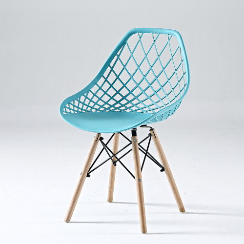 Stylish comfortable light blue kitchen chair with eiffel wood legs