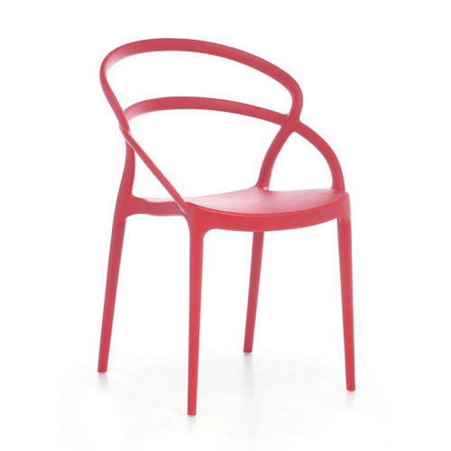 Ergonomic simple design red plastic chair stackable