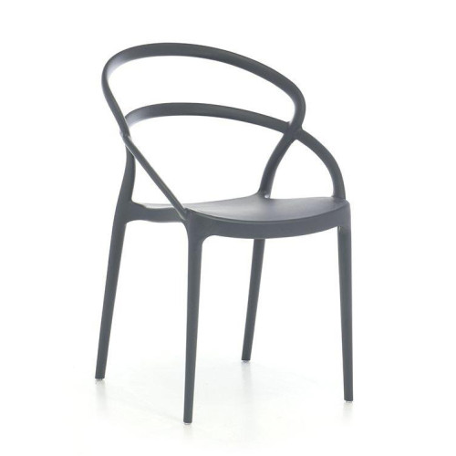 Ergonomic simple design grey plastic chair stackable