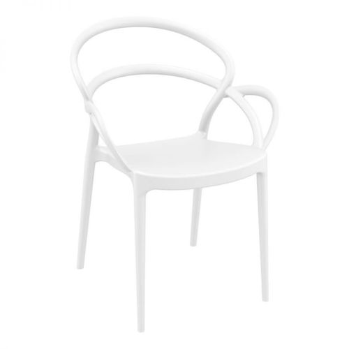  White armrest stackable plastic dining chair