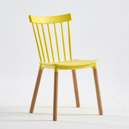 Windsor chair armless solid wood legs in yellow