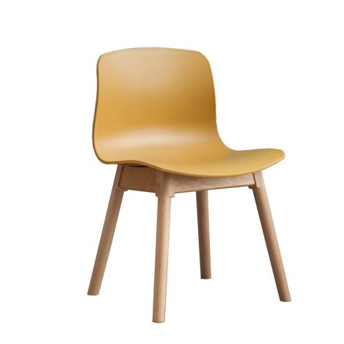 Yellow designer pp dining chair with solid wood legs