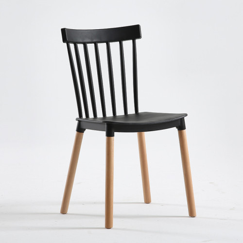 Windsor chair armless solid wood legs in black