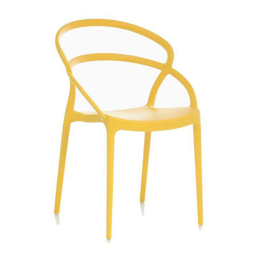 Ergonomic simple design yellow plastic chair stackable