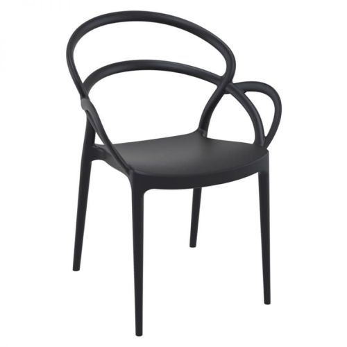 Black armrest stackable plastic dining chair