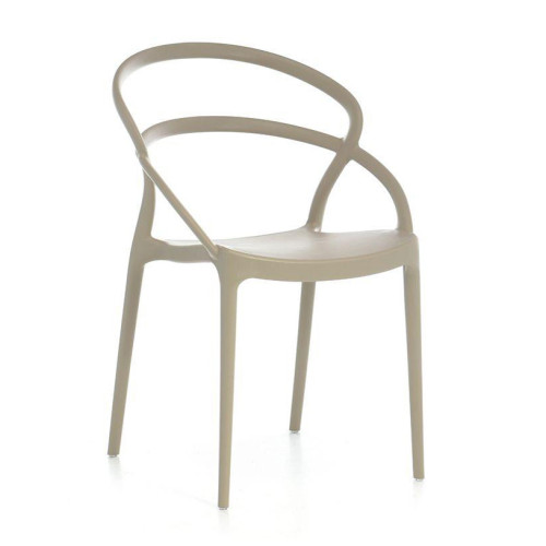 Ergonomic simple design taupe plastic chair stackable