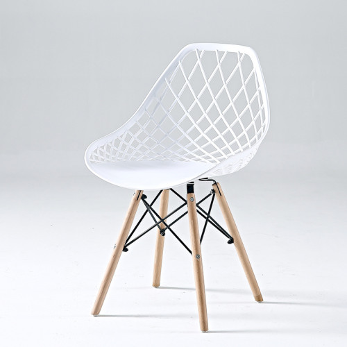 Stylish comfortable white kitchen chair with eiffel wood legs