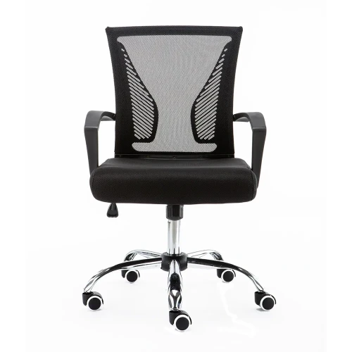 Mid Back Office Task Chair Ergonomic Back Supporting Mesh Back Desk Chair (Black/Black)