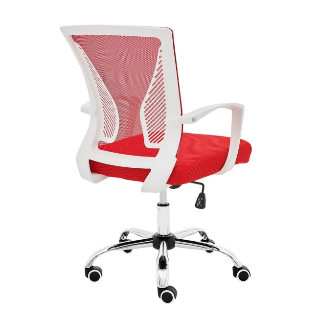 Mid back mesh office computer chair,red and white