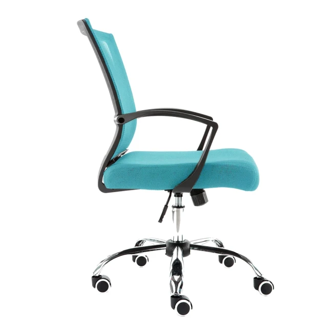 Mid-Back Office Task Chair - Ergonomic Back Supporting Mesh Back Desk Chair (Black/Aqua)