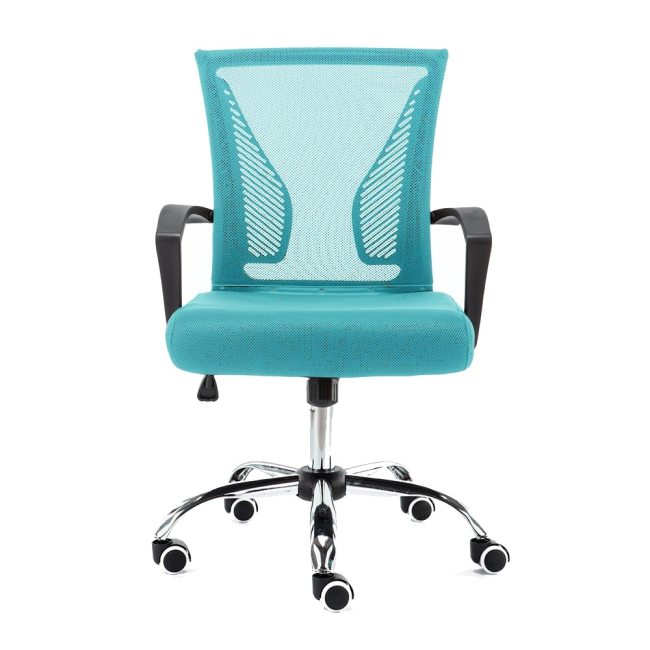 Mid-Back Office Task Chair - Ergonomic Back Supporting Mesh Back Desk Chair (Black/Aqua)