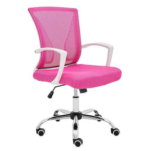 Ergonomic Mesh Mid Back Office Chair, White & Pink