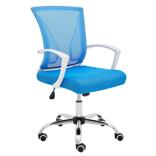 Ergonomic Design Breathable Mesh Modern Mid Back Office Desk Chair with Lumbar Support,White & Blue