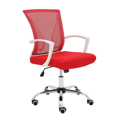 Mid back mesh office computer chair,red and white