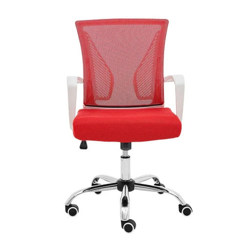 Mid back mesh office computer chair,red and white