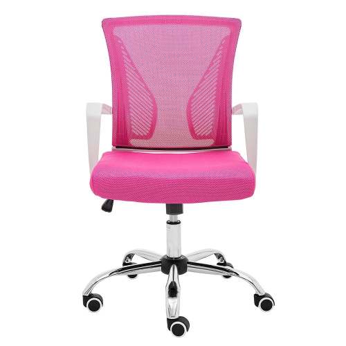 Ergonomic Mesh Mid Back Office Chair, White & Pink