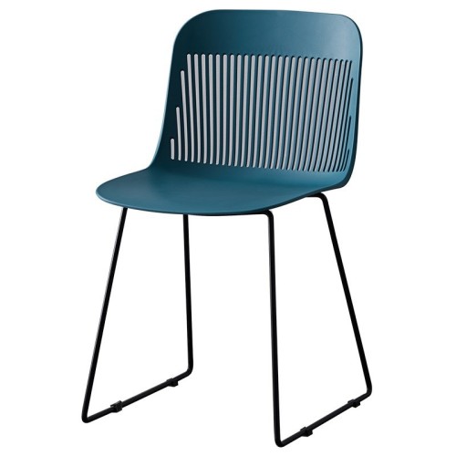 Designer plastic chair with metal frame