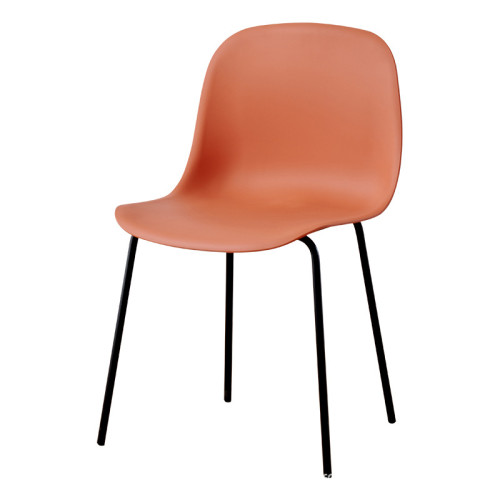 Ergonomic design plastic chair with metal legs