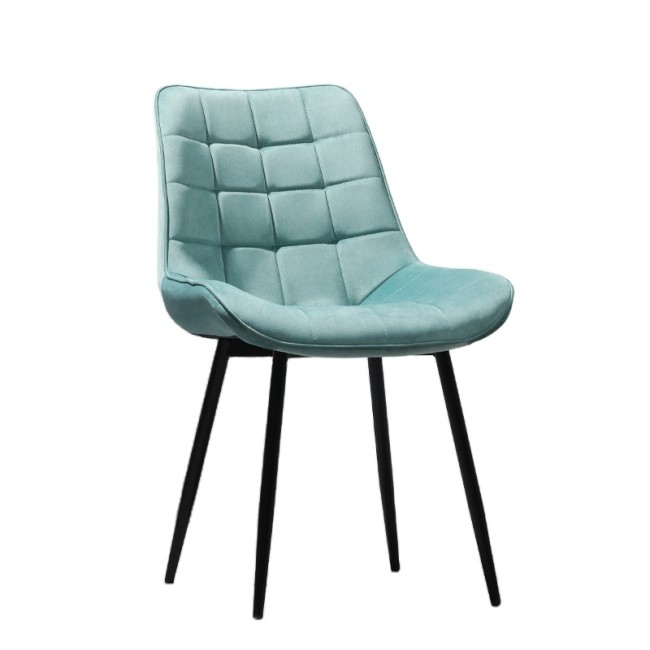 Wholesale cheap grey tufted velevt dining chair with metal legs