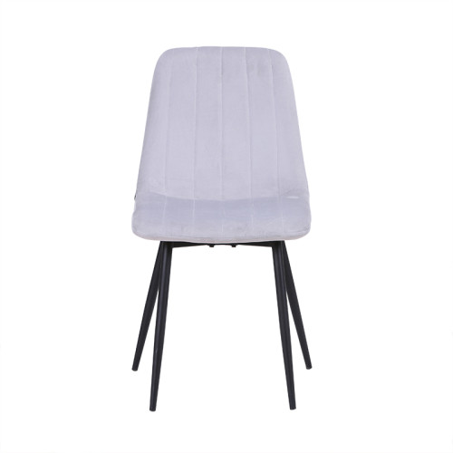 Modern simple design light grey fabric dining cafe chair with metal legs