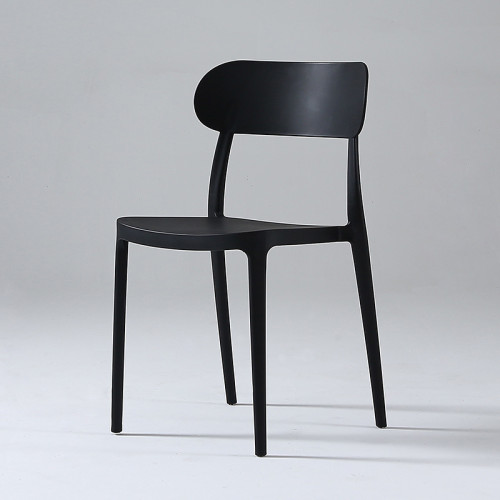Black stackable plastic chair armless