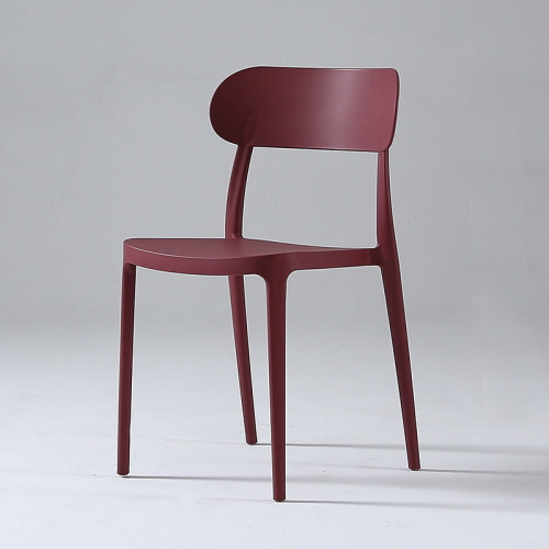 Burgundy stackable plastic chair armless