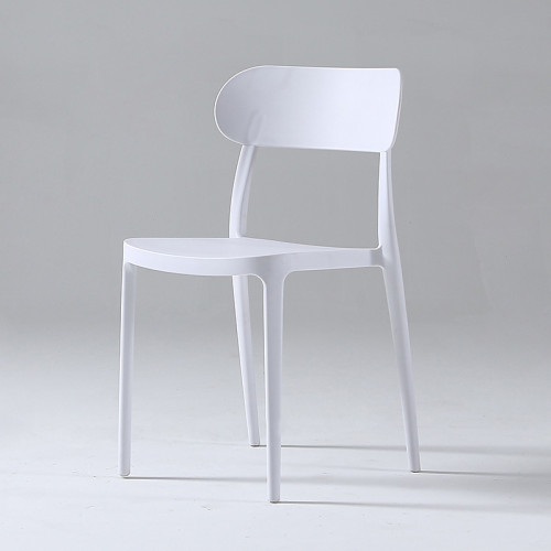 White stackable plastic chair armless