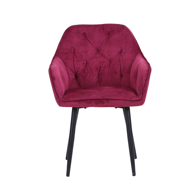 Luxury noble purple tufted velvet dining chair with armrest