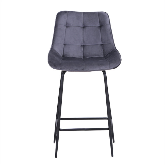 Counter height grey velvet bar stool