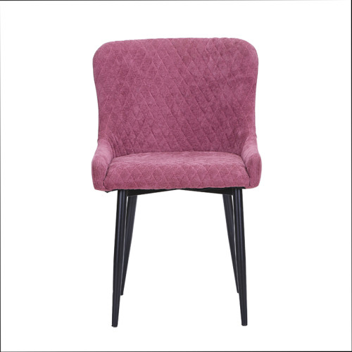 Contemporary curved back purple fabric dining chair with metal legs