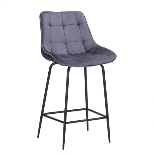 Counter height grey velvet bar stool