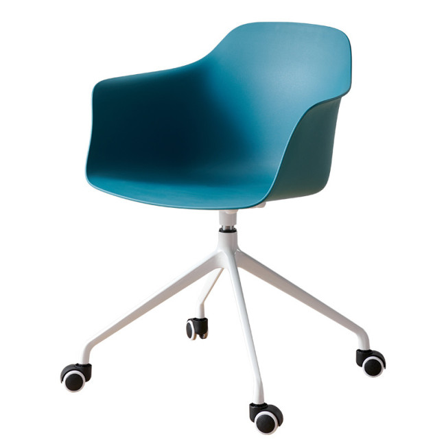 Sturdy swivel plastic office chair with metal base