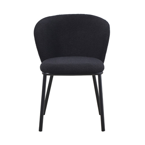 Luxury leisure black boucle dining chair with metal legs