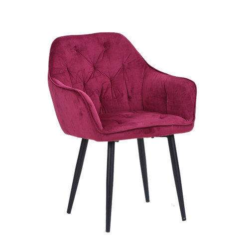 Luxury noble purple tufted velvet dining chair with armrest