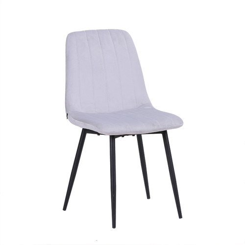Modern simple design light grey fabric dining cafe chair with metal legs
