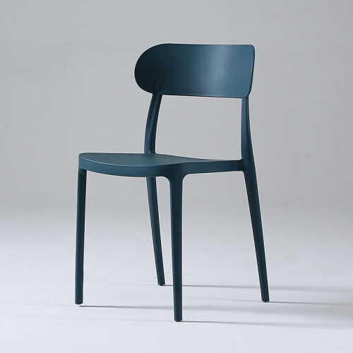 Dark blue stackable plastic chair armless