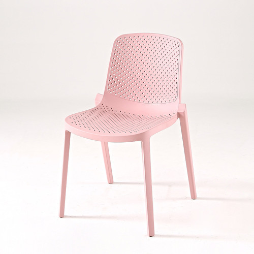 Pink plastic dining chair hollow out