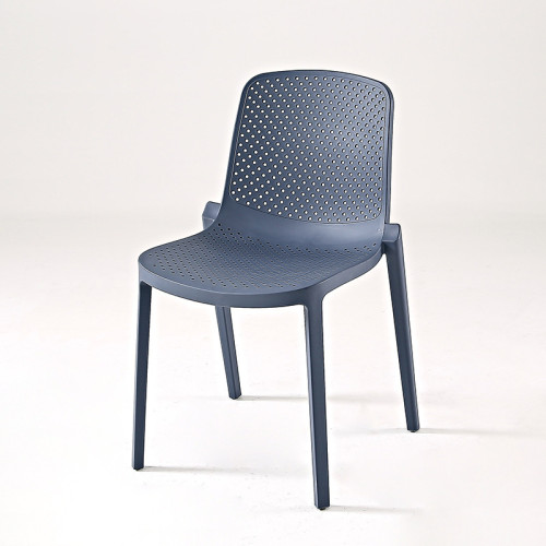 Grey blue plastic dining chair hollow out