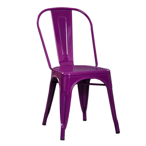 Tolix style purple stackable metal cafe chair