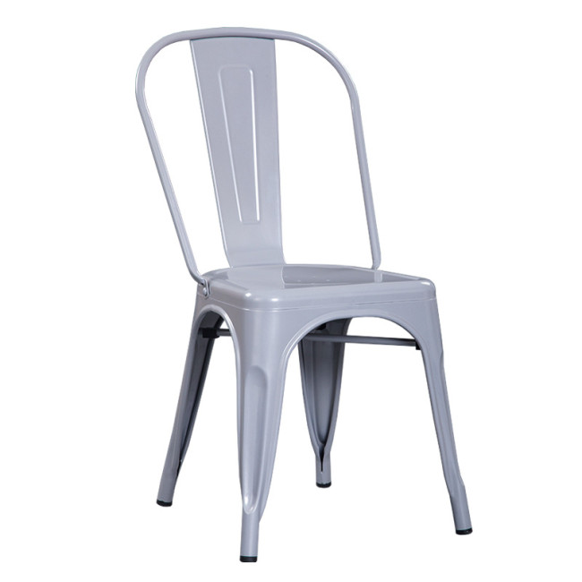 Tolix style grey stackable metal cafe chair