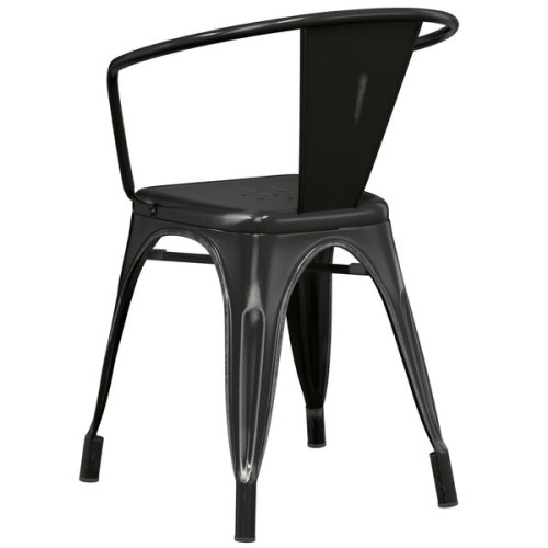 Distressed Black Metal Arm Chair