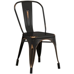 Antique Distressed Copper stackable metal dining chair