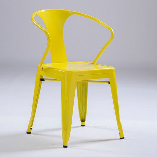 Stackable yellow metal dining armchair