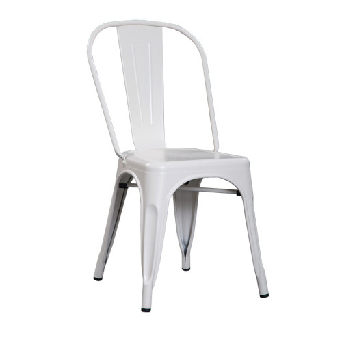 Tolix style white stackable metal cafe chair