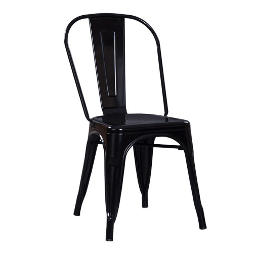 Tolix style black stackable metal cafe chair