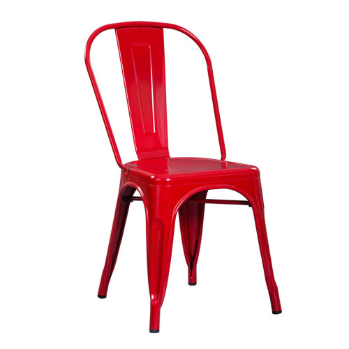Tolix style red stackable metal cafe chair