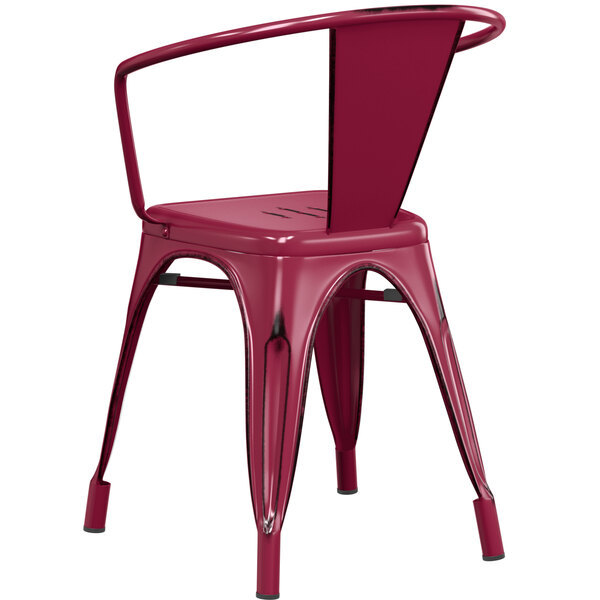 Distressed Purple Metal Arm Chair